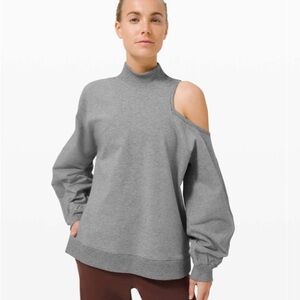 Lululemon LA Asymmetrical-Cut-Out Woman Crew sweatshirt Heathered Grey Large